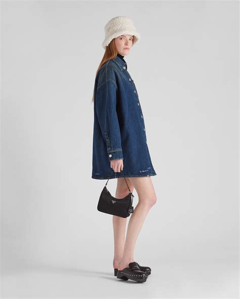 prada oversized shirt|Navy Oversized Padded Denim Shirt .